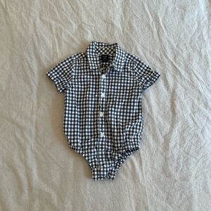 ✨Baby Gap Boys Short Sleeves Button Down Plaid Dress Shirt Onesie Size 6-12M